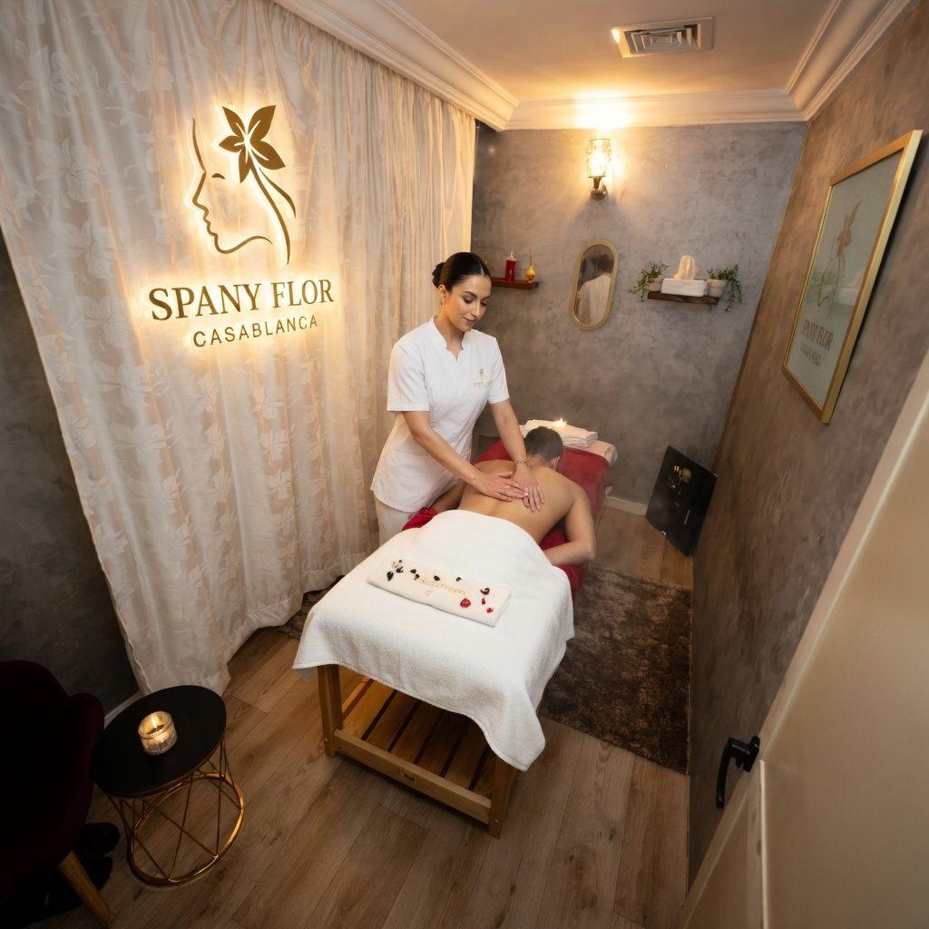 Cabine de massage Spany Flor Casablanca avec enseigne lumineuse